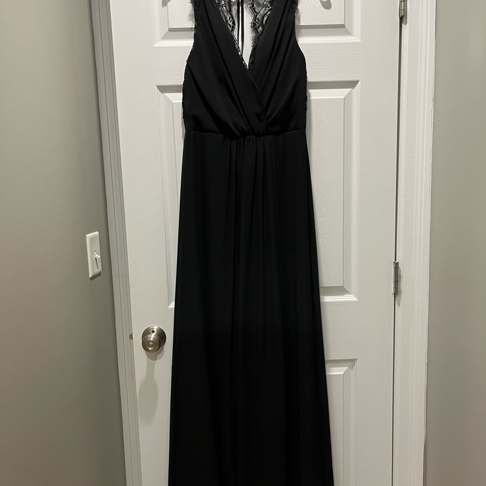 Hailey Paige Occasions Elegant Black Lace Evening Gown